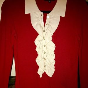 Adorable BCBG Red Spring Ruffled Sweater Small